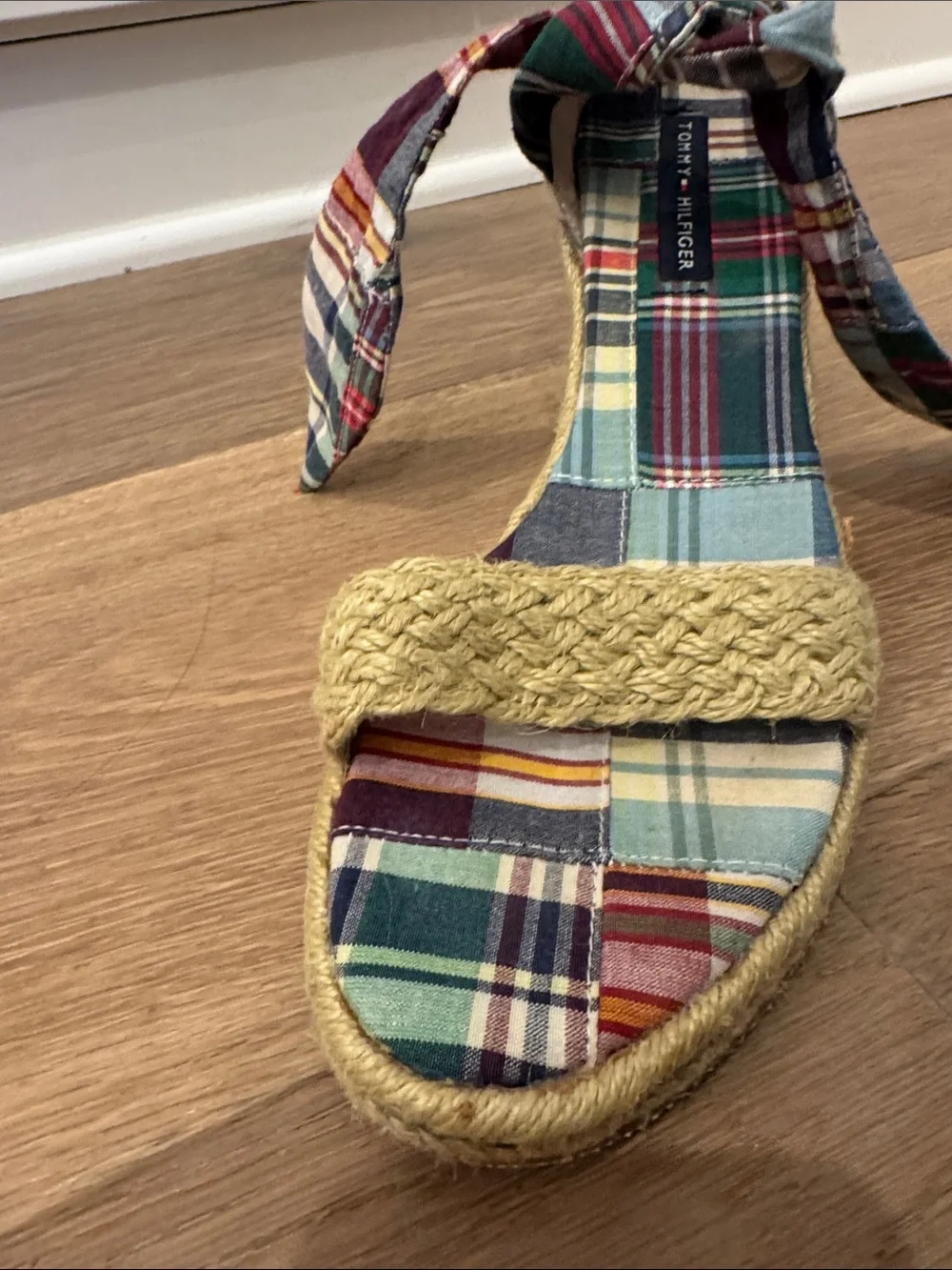Tommy Hilfiger Multicolor Plaid Espadrilles with Braided Jute Strap